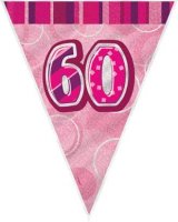 Age 60 Pink Glitz Flag Bunting