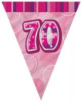 (image for) Age 70 Pink Glitz Flag Bunting