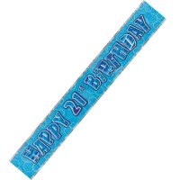 Happy 21st Birthday Blue Glitz Banner