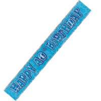 Happy 40th Birthday Blue Glitz Banner