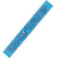 Happy 90th Birthday Blue Glitz Banner