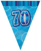 Age 70 Blue Glitz Flag Bunting