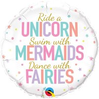 18" Unicorn Mermaids Fairies Foil Balloons