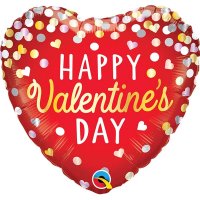 (image for) 18" Happy Valentines Day Confetti Red Foil Balloons