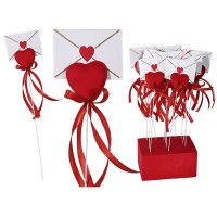Red Heart Covered With Velvet & Envelope 12pc
