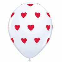 11" White Big Hearts Latex Balloons 6pk