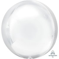 15" White Colour Orbz Foil Balloons