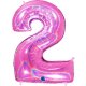 (image for) 40" Grabo Pink Holographic Glitter Number 2 Shape Balloons