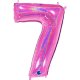 (image for) 40" Grabo Pink Holographic Glitter Number 7 Shape Balloons