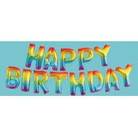 14" Happy Birthday Rainbow Letter Balloons Banner Kit