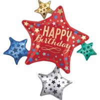 Happy Birthday To You Satin Star Cluster Supershape Balloons