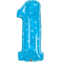 Qualatex Number 1 Blue Stars Supershape Balloons