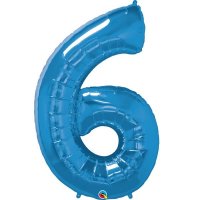 (image for) Qualatex Sapphire Blue Number 6 Supershape Balloons