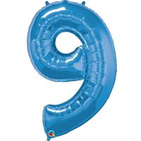 (image for) Qualatex Sapphire Blue Number 9 Supershape Balloons