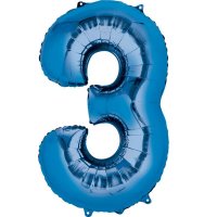 16" Blue Number 3 Air Fill Balloons