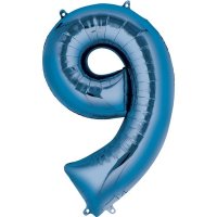 16" Blue Number 9 Air Fill Balloons
