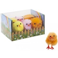 4cm Chenille Chicks Assorted Colour 6pk