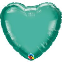18" Chrome Green Heart Foil Balloons