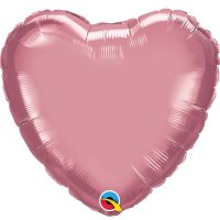 18" Chrome Mauve Heart Foil Balloons