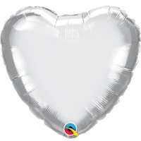 18" Chrome Silver Heart Foil Balloons