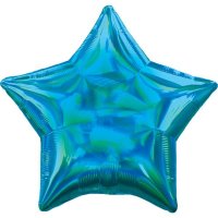 19" Cyan Iridescent Star Foil Balloons