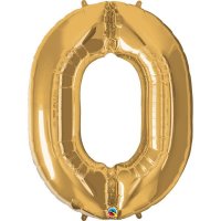 (image for) Qualatex Metallic Gold Number 0 Supershape Balloons