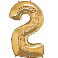 (image for) Qualatex Metallic Gold Number 2 Supershape Balloons