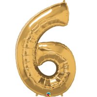 (image for) Qualatex Metallic Gold Number 6 Supershape Balloons