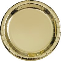 9" Metallic Gold Paper Plates 8pk