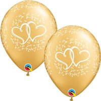 11" Gold Entwined Heart Latex Balloons 6pk
