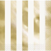 (image for) Gold Foil Stripes Luncheon Napkins 16pk