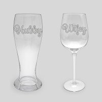 Hubby And Wifey Beer And Wine Glass Set