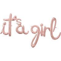 Its A Girl Rose Gold Phrase Script Air Filled Balloons