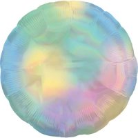 18" Pastel Rainbow Iridescent Circle Foil Balloons