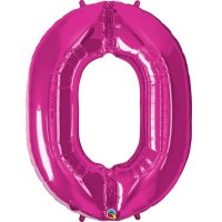 Qualatex Magenta Pink Number 0 Supershape Balloons