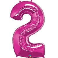 Qualatex Magenta Pink Number 2 Supershape Balloons