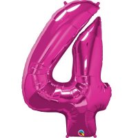 Qualatex Magenta Pink Number 4 Supershape Balloons