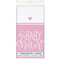 Pink Baby Shower Hearts Plastic Tablecover 1pk