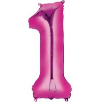 (image for) 16" Pink Number 1 Air Fill Balloons