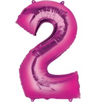 16" Pink Number 2 Air Fill Balloons