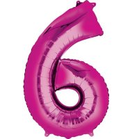 16" Pink Number 6 Air Fill Balloons