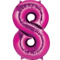 16" Pink Number 8 Air Fill Balloons