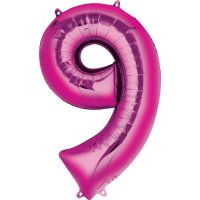 (image for) 16" Pink Number 9 Air Fill Balloons