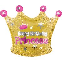 (image for) 16" Gold Crown Birthday Princess Junior Shape Balloons