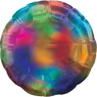 18" Rainbow Iridescent Circle Foil Balloons