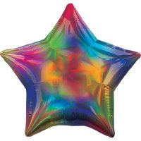 19" Rainbow Iridescent Star Foil Balloons