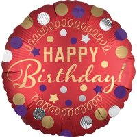 (image for) 18" Red Satin Happy Birthday Foil Balloons