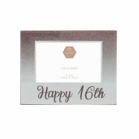 (image for) Happy 16th Birthday Rose Gold Glass Frame