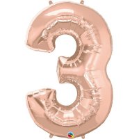 (image for) Qualatex Rose Gold Number 3 Supershape Balloons