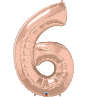 (image for) Qualatex Rose Gold Number 6 Supershape Balloons